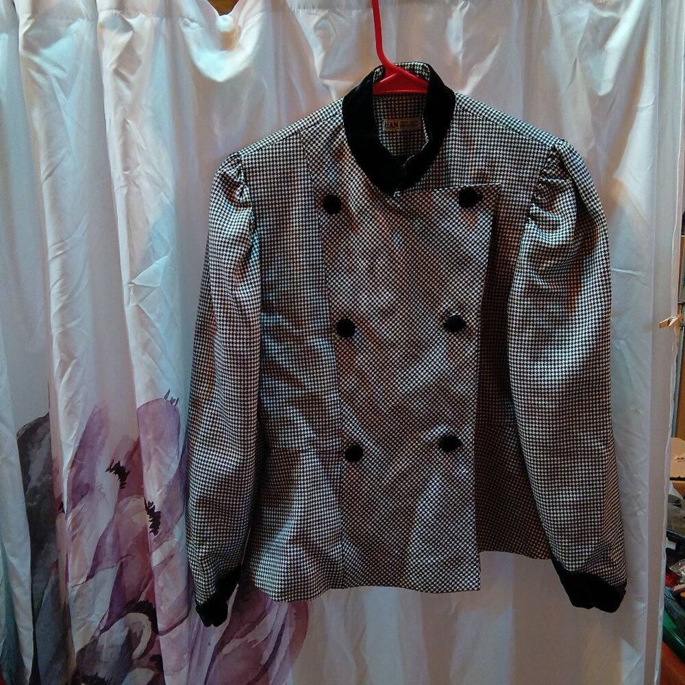 Han Dress Solon black and white hounds tooth velvet detail NO size tag  6?